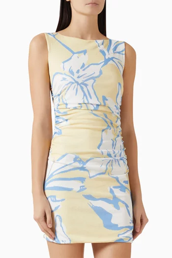 فستان اسم قصير بكشكش قماش شبكي