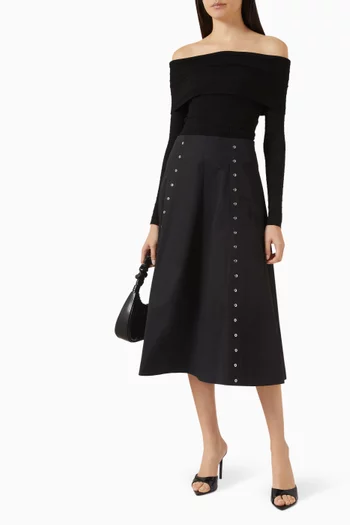 تنورة بقصة واسعة قطن غابردين