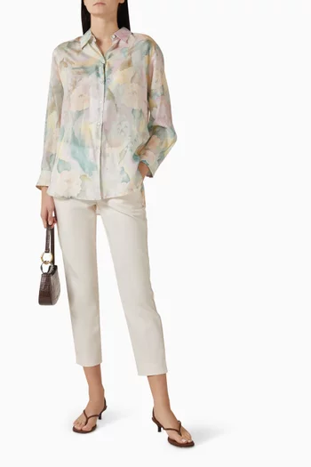 قميص بنقشة منقطة حرير