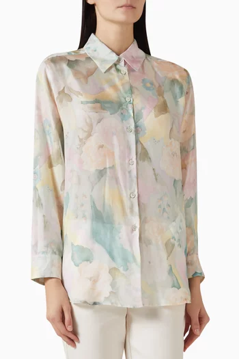 قميص بنقشة منقطة حرير