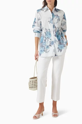 Floral Oversized Shirt in Stretch-cotton