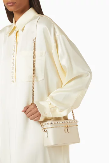 Falabella vanity Case in Eco Satin with Studded Pearls & Crystals