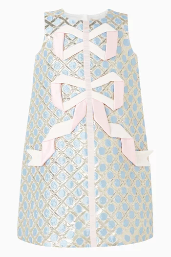 فستان قصير بتصميم أوريغامي مزين بأشرطة