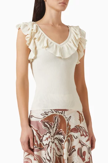 Ruffle Top in Rib-knit