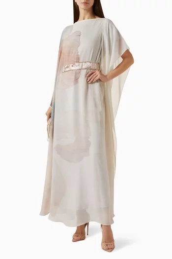 Printed Kaftan in Chiffon & Silk