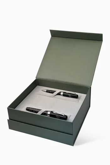 طقم مكون من قلم حبر جاف برأس كروي وقلم حبر جاف برأس مدبب إيلمو 02 مزين بنقشة النشيد الوطني عيشي بلادي