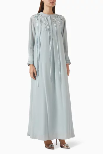 فستان اورين مزين بتطريزات حرير كريب