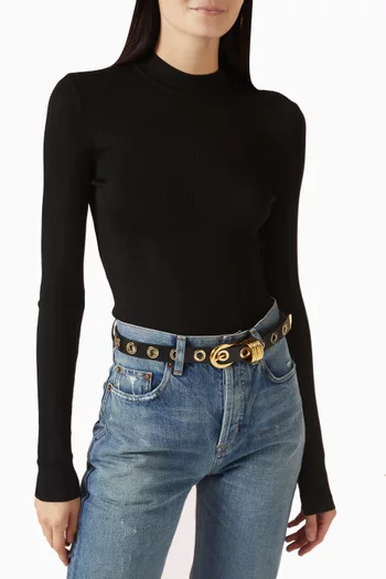 حزام هوليهوك بحلي معدنية جلد