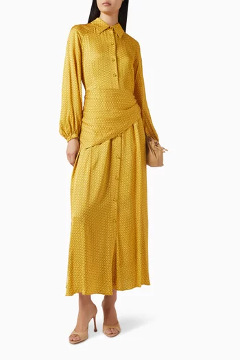 فستان بنقشة سلسلة ووشاح