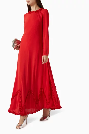 Ruffled Maxi Dress in Chiffon