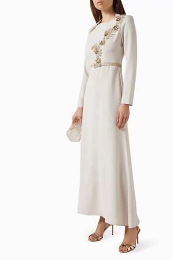 Bead-embellished Dress in Crepe