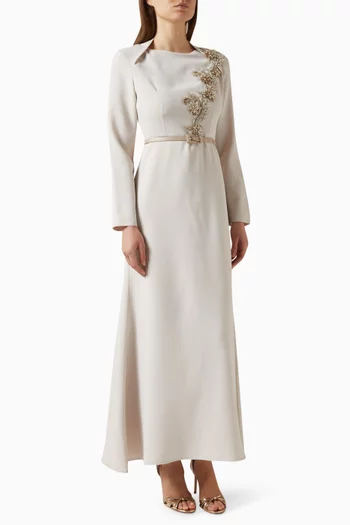 Bead-embellished Dress in Crepe