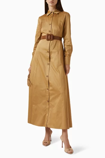 فستان بنمط قميص بحزام