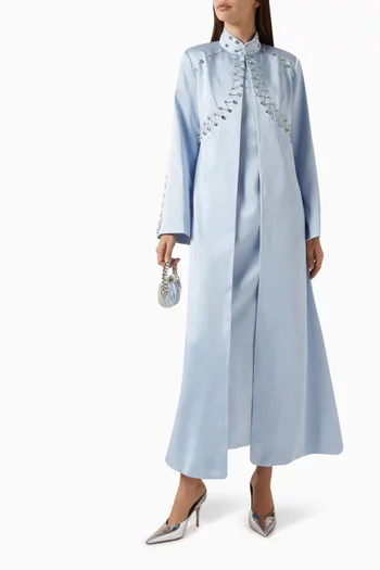 Stone-embellished Abaya & Dress Set