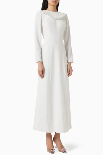 فستان مطرز بالترتر كريب