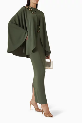 طقم فستان وكاب مطرز بالخرز