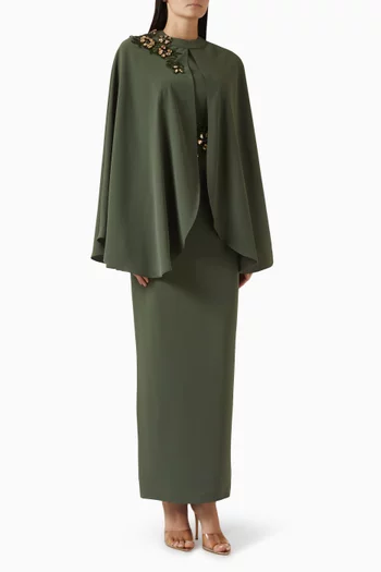 طقم فستان وكاب مطرز بالخرز