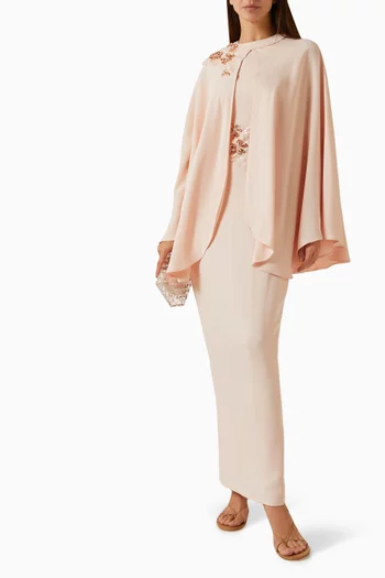 طقم فستان وكاب مطرز بالخرز