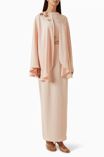 طقم فستان وكاب مطرز بالخرز