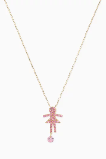 Séléné Girl Pavé Sapphire Necklace in 18kt Gold
