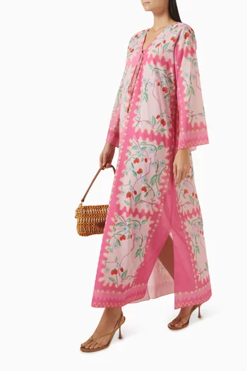 فستان ليكسي طويل مزين بنقشة