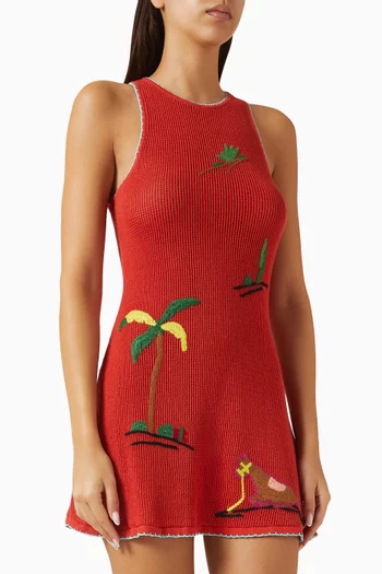 فستان ماريا للارتداء فوق ملابس السباحة قطن وكروشيه