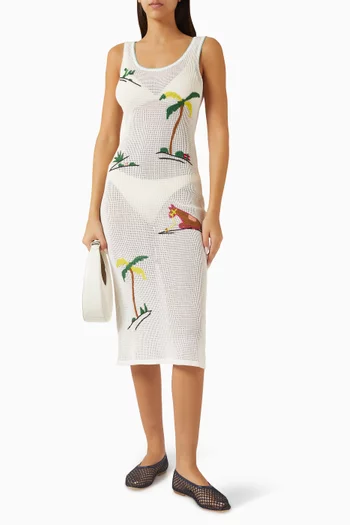 فستان لوما متوسط الطول قطن وكروشيه