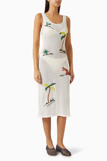 فستان لوما متوسط الطول قطن وكروشيه