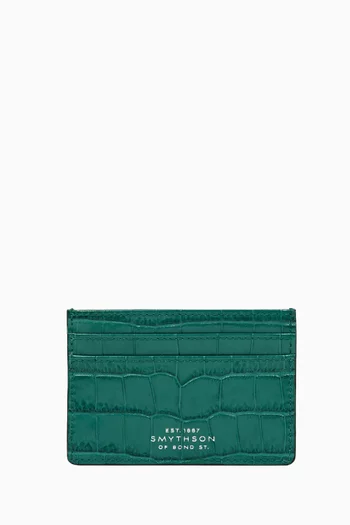 Flat Card Holder in Mara Croc-embossed Leather