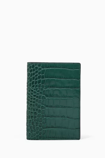 Passport Cover in Mara Croc-embossed Leather