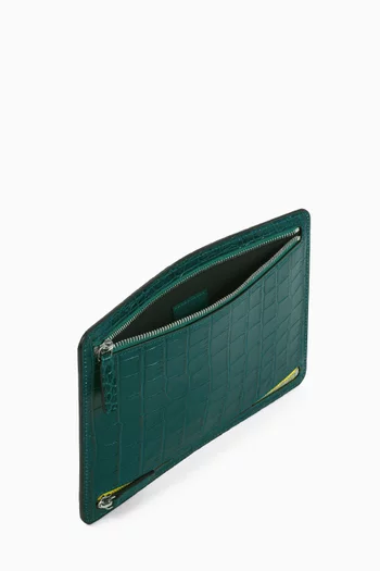 Multi-zip Case in Mara Croc-embossed Leather