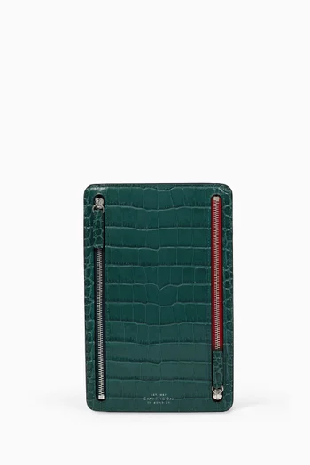 Multi-zip Case in Mara Croc-embossed Leather