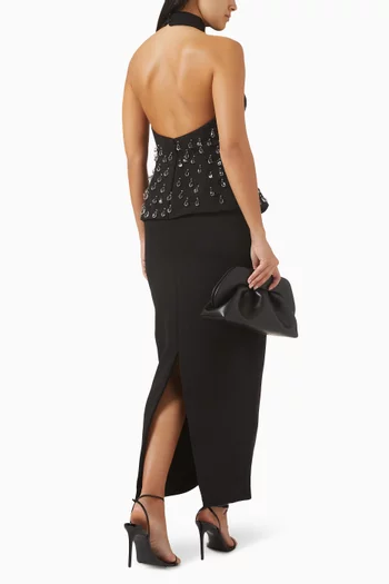 Valentina Crystal-embellished Peplum Dress