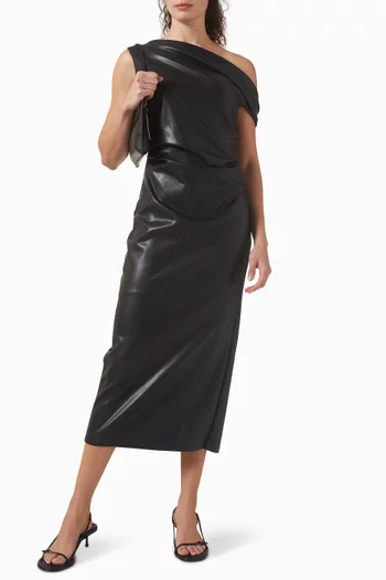 Sculpted Midi Dress in Vegan Leather