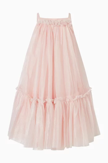 فستان روشين بحمالات تول لامع