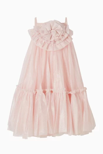 فستان روشين بحمالات تول لامع