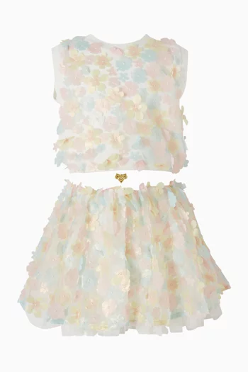 Morag Multi Flower Knitted Top in Cotton-blend