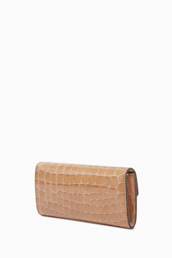 Bing Chain Wallet in Croc-embossed Leather