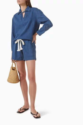 Front-tie Shirt in Cotton-blend Denim