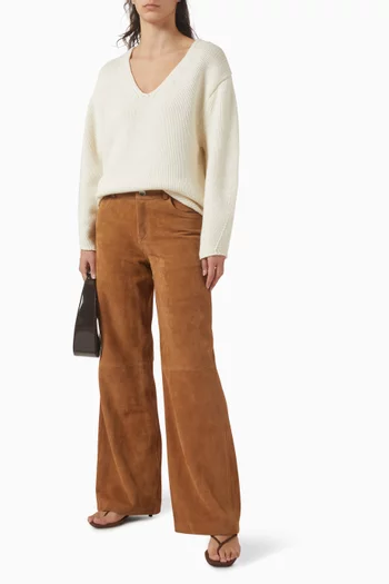 Milo Flared Pants in Suede