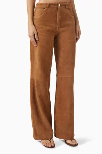 Milo Flared Pants in Suede