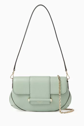 حقيبة صغيرة بحلية عمود وسلسلة جلد