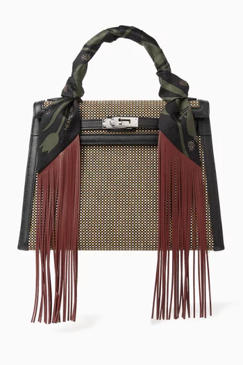 Unused Bouquet Fringe Twilly Scarf in Silk & Leather