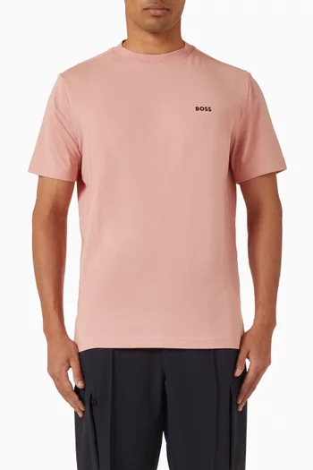 تي شيرت بطبعة شعار الماركة قطن