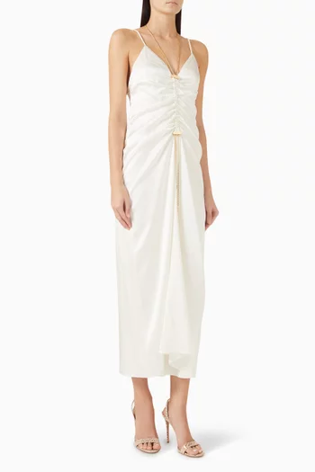 Serena Gathered Dress in Silk