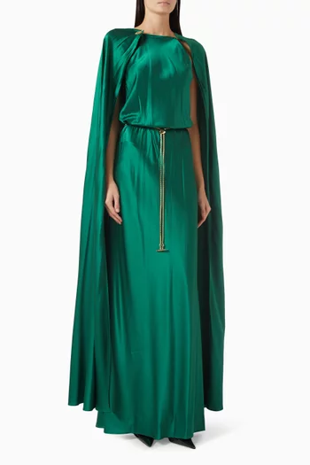 Joyce Cape Chain-belt Dress