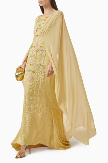 Asymmetric Cape Dress in Crepe