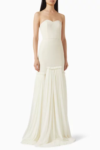 Strapless Tulle Gown in Crepe
