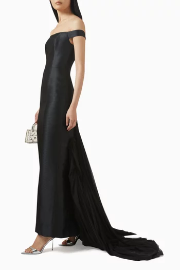 Off-shoulder Gown in Crepe