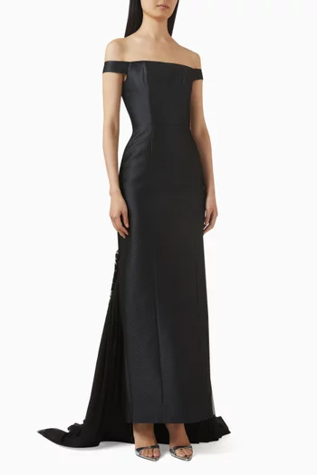 Off-shoulder Gown in Crepe